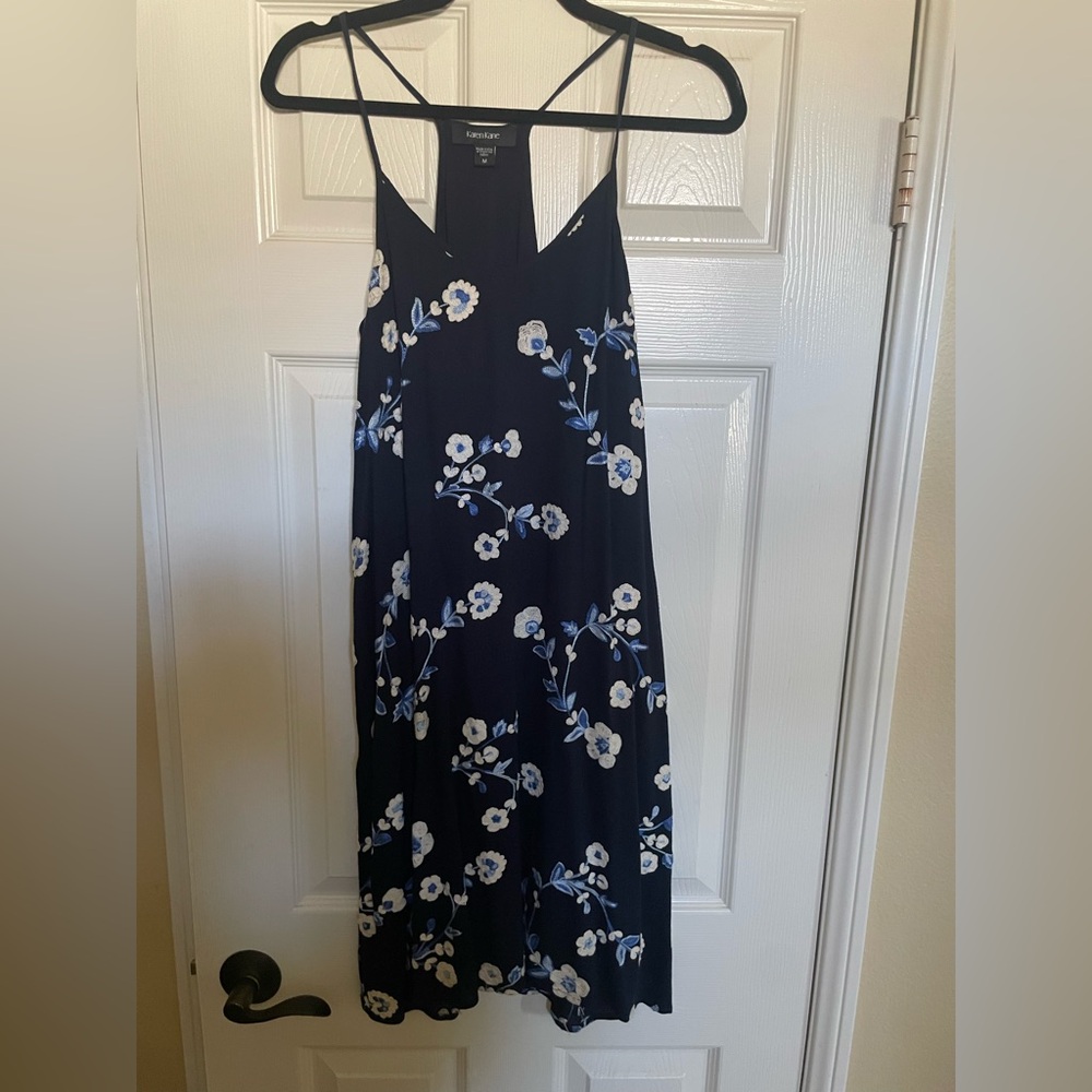Karen Kane Black and Blue Floral Maxi Dress